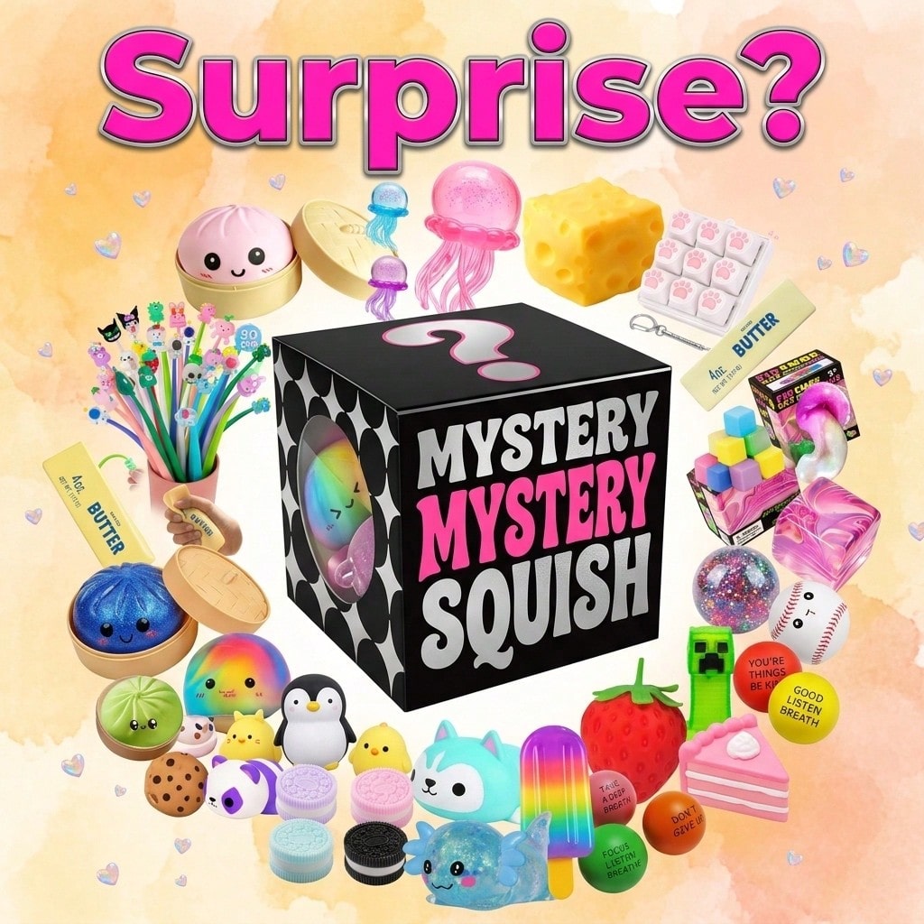 Kids Toys Basket - 2-Pack Mystery Squish, Surprise Box, Sensory