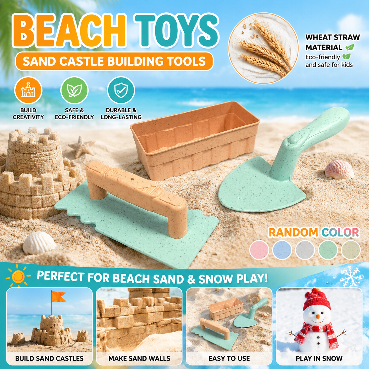 Kinetic Sand Mold - Beach Toys Shovel Sandbox Castle Building