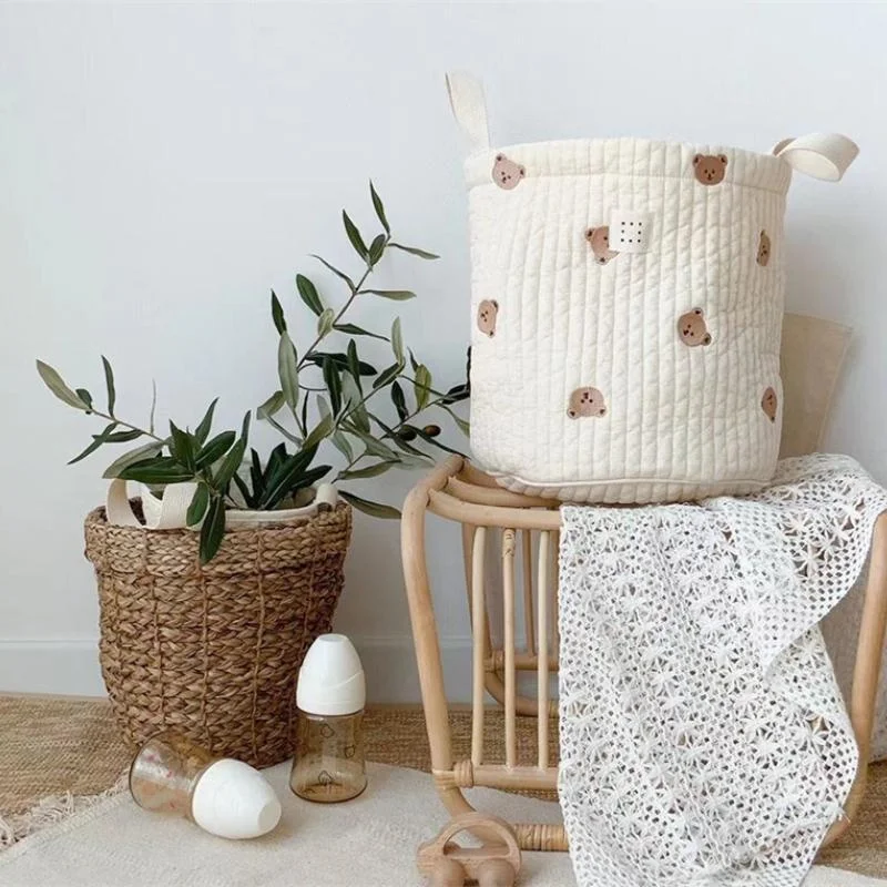Cute Bear Embroidery Diaper Ba - Kids Toys Basket 评论和价格