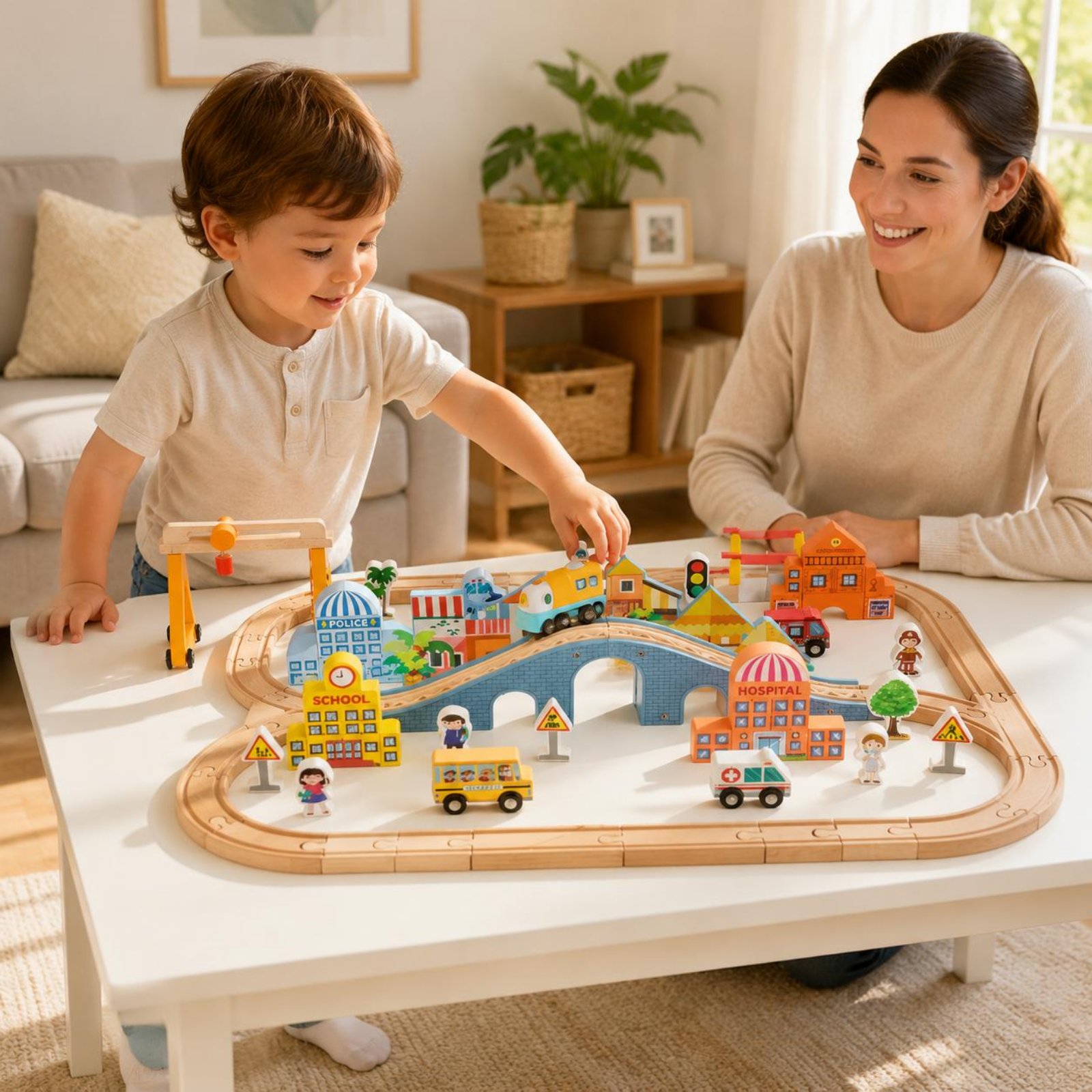 Wooden Train Set Educational W - Kids Toys Brand 评论和价格